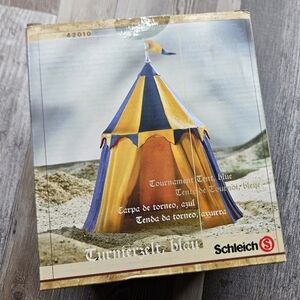 Schleich Tournament Tent, Blue with yellow New in Open Box 42010 Midieval knight